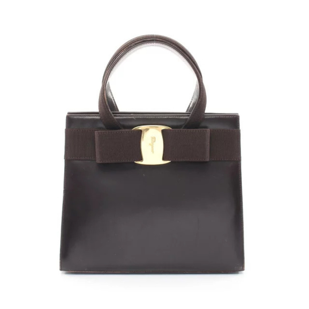 Salvatore Ferragamo Vara Ribbon Handbag Leather Brown